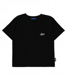 Cursive logo basic crop T-shirts_BK