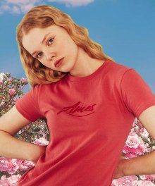 Cursive small logo crop T-shirts_RE