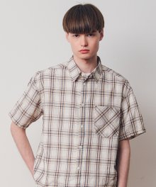 Check S/S Shirts(Beige) CW14