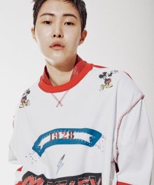 [ORDINARYPEOPLE X DISNEY] GO FOR MICKEY WHITE/RED HOCKEY UNIFORM T-SHIRTS