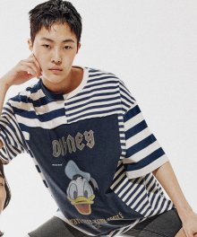 [ORDINARYPEOPLE X DISNEY] KEEP YOUR SMILE DONALD NAVY STRIPED T-SHIRTS