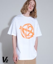 Overfit logo short sleeve T-shirt_white orange