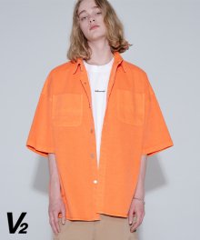 Overfit pigment half shirt jacket_orange