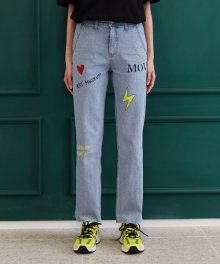 [unisex] graffiti pants (light denim)