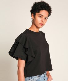 Frill pointed slit sleeves T-shirt