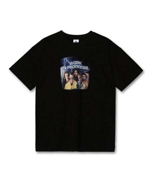 도미넌트(dominant) 유니섹스 스페이스 보이즈 오버핏 프린팅 반팔 티셔츠_블랙