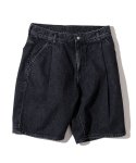 유니폼브릿지(UNIFORM BRIDGE) one tuck denim shorts black washed