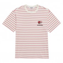[뉴에디션]플라워 노맨틱 스트라이프 1/2 티셔츠 핑크