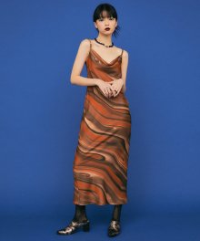 SATIN OMBRE MAXI COWL DRESS [ORANGE]