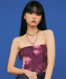 TIE-DYE LAYERED TUBE TOP [PINK]