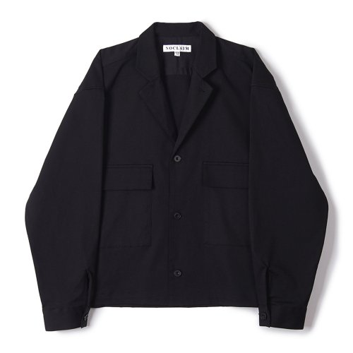 Heavenly cotton Notched Lapel Shirt Jacket Black