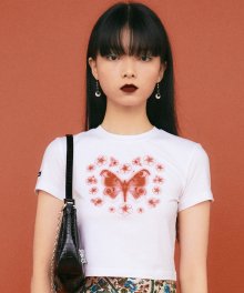 SWALLOWTAIL BUTTERFLY CROP TOP [WHITE]