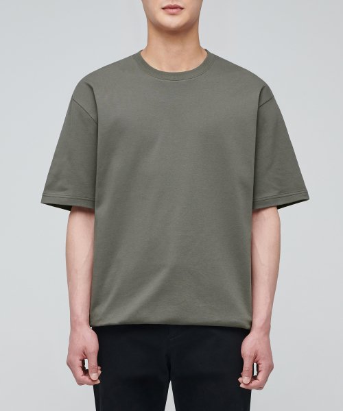 무신사 스탠다드(musinsastandard) 릴렉스 핏 크루 넥 스트링 티셔츠 [더스티 카키]