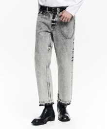 CROPPED STRAIGHT DENIM TROUSERS WHITE