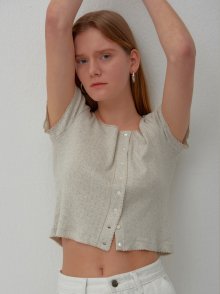 wave stitch button t shirt (oatmeal)