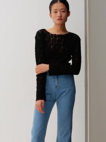 lace long sleeve t shirt (black)