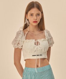Balloon lace top_WH