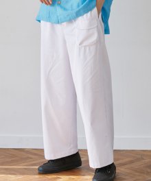 unisex banding pocket straight pants white