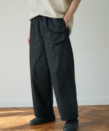 unisex banding pocket straight pants black