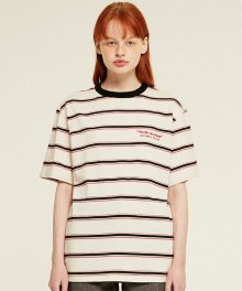 Youth Stripe Half T-Shirts (cream)