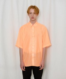 시스루 반팔 셔츠 (네온 오렌지)