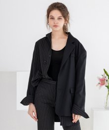 Half stripe shirt jacket - black