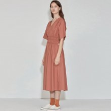 V-neck Cotton-poplin Dress [Light Brick] JSDR0B914C3