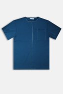 컴스페이스1980(COMSPACE1980) 배색 테이프 세미오버핏 티셔츠 블루