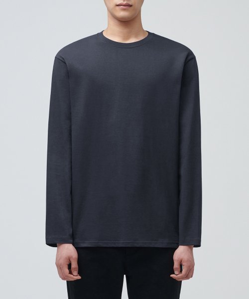 무신사 스탠다드() 베이식 긴소매 티셔츠 [블루 그레이] 상품 이미지