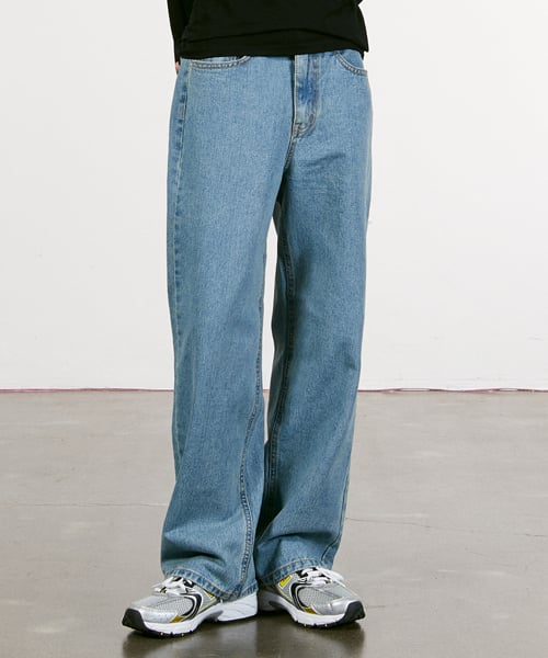 노이아고(noiago) NOI023 스트레이트 루즈핏 데님 팬츠 (라이트블루)