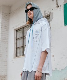 SIDE CUT LAYER HOOD T-SHIRTS WHITE