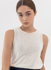 Knit linen sleeveless (ivory)