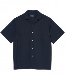 Crispy Open Collar Shirts(Navy)