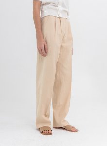 Linen wide slacks (beige)