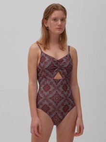 triangle shirring swimsuit (brown)