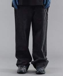 Newtro Wide Denim Pants - Night Beach Black