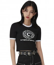 Flame Crop T-Shirts (Black)