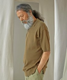 KNIT PIQUE SHIRT _ BROWN