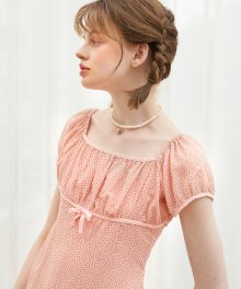Chiffon Shirring Mini Dress_ Pink