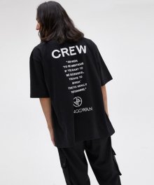 CREW 레터링 로고 오버핏 반팔 티셔츠 (Black)