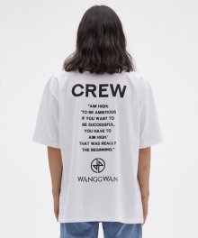 CREW 레터링 로고 오버핏 반팔 티셔츠 (White)