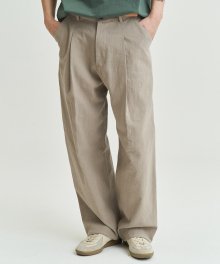 Linen Deep One Tuck Pants [Light Khaki]