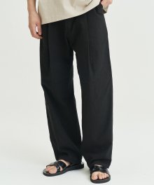 Linen Deep One Tuck Pants [Black]