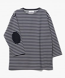 3/4 Stripe Patch T-Shirts [Cream/Navy]