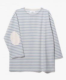 3/4 Stripe Patch T-Shirts [Sky Blue/Cream]