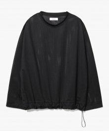 Mesh String L/S T-Shirts [Black]