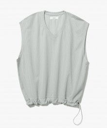 Mesh String V-Neck Vest [Light Grey]