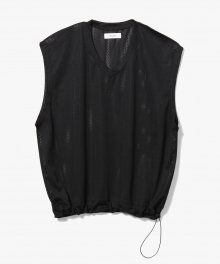 Mesh String V-Neck Vest [Black]