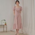 LINEN LACE UP ONE-PIECE_PINK