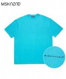 미니 로고 오버사이즈 티셔츠 시안 블루
